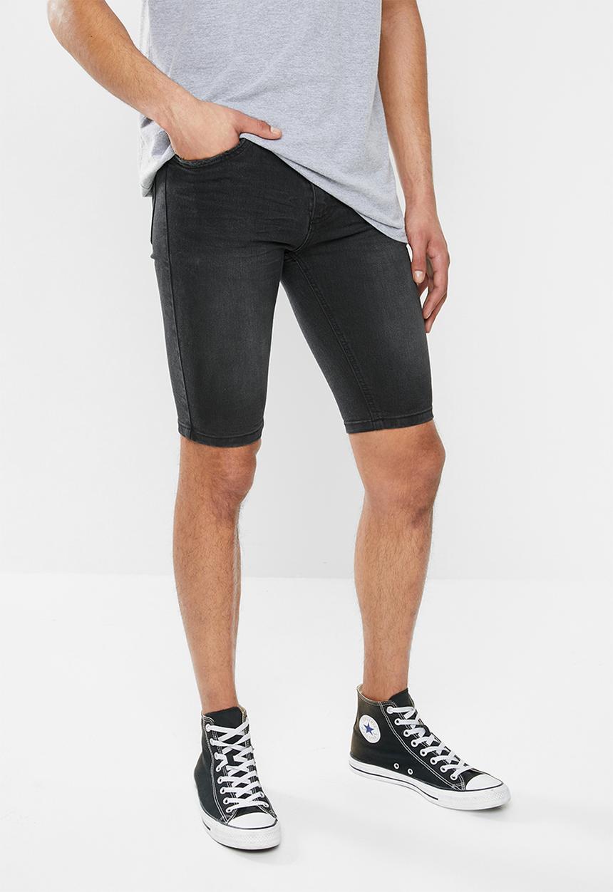 Factorie - Super skinny denim short - washed black
