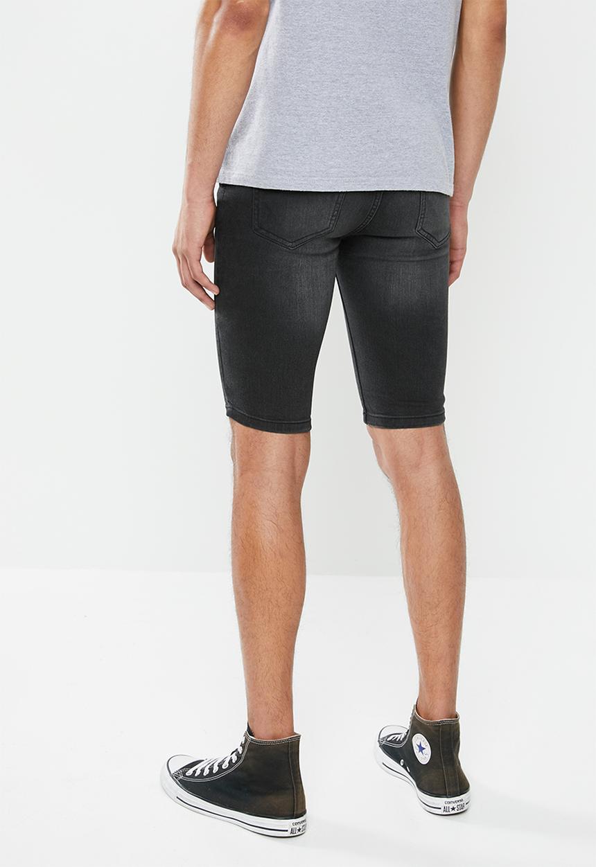 Factorie - Super skinny denim short - washed black