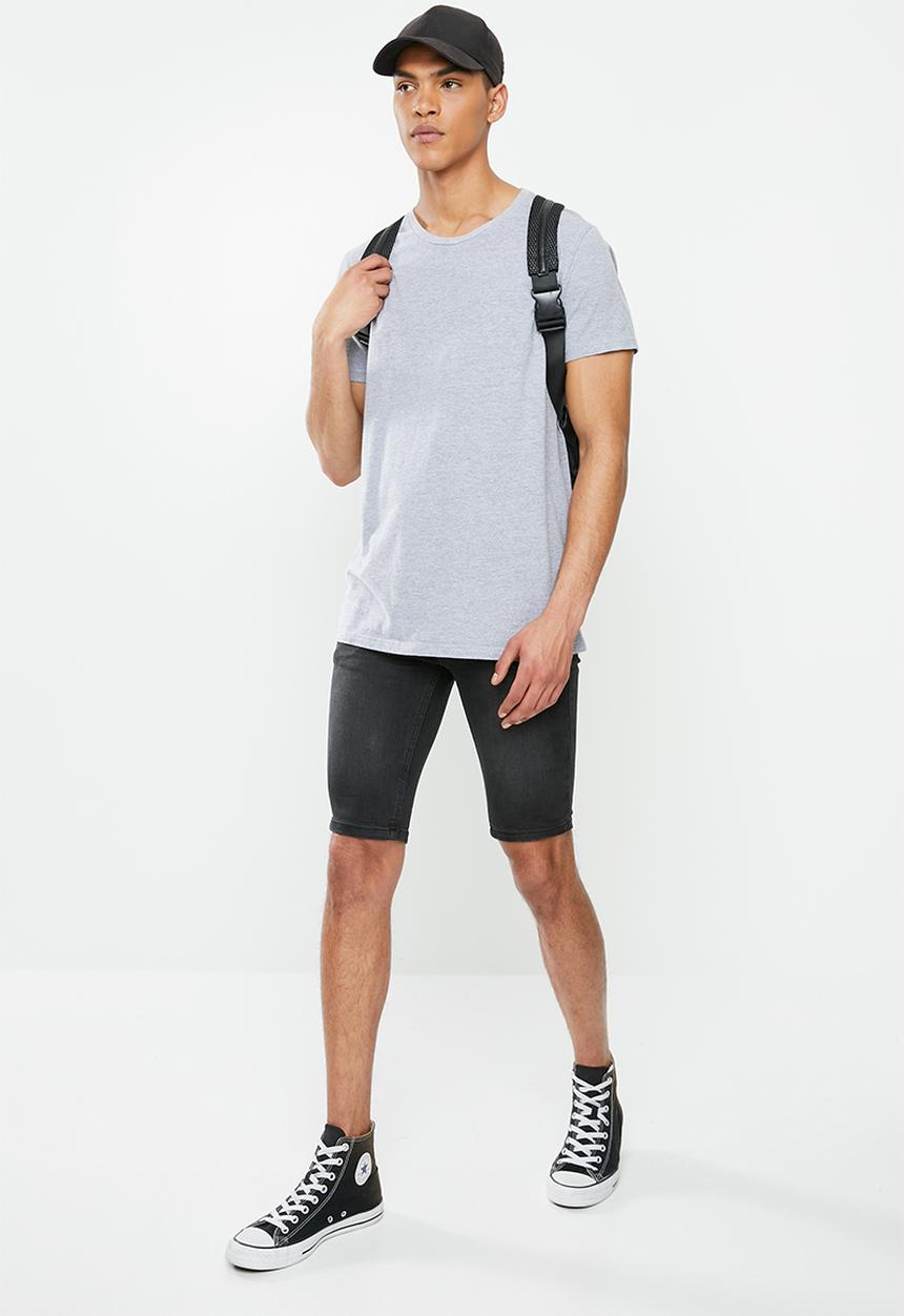 Factorie - Super skinny denim short - washed black