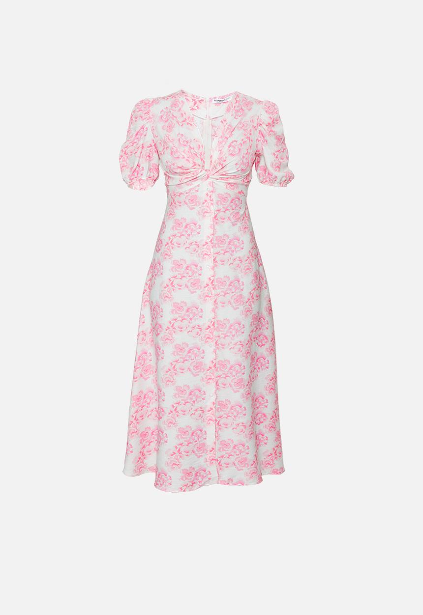Glamorous - Petite floral maxi with puff sleeves - pink & white 