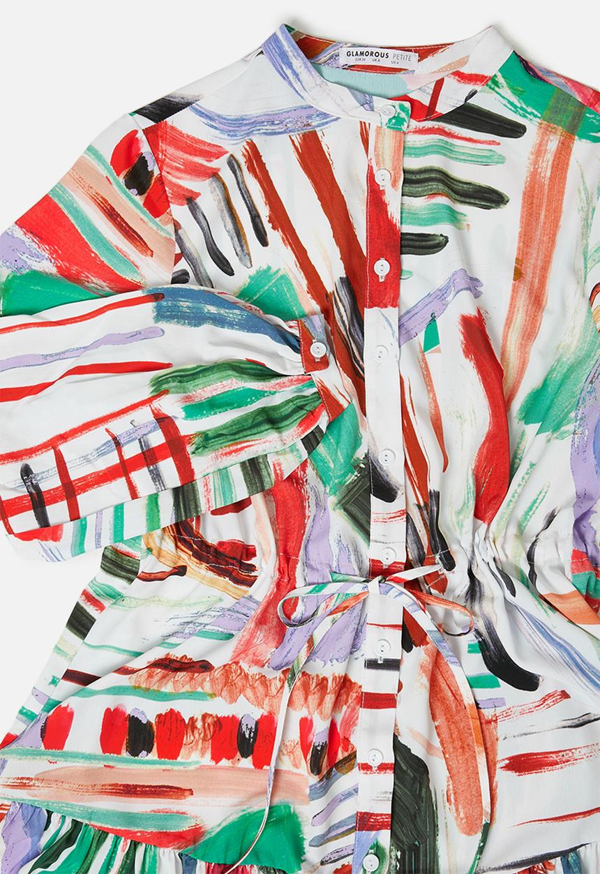 Glamorous - Petite paint strokes midi with high neck - multi
