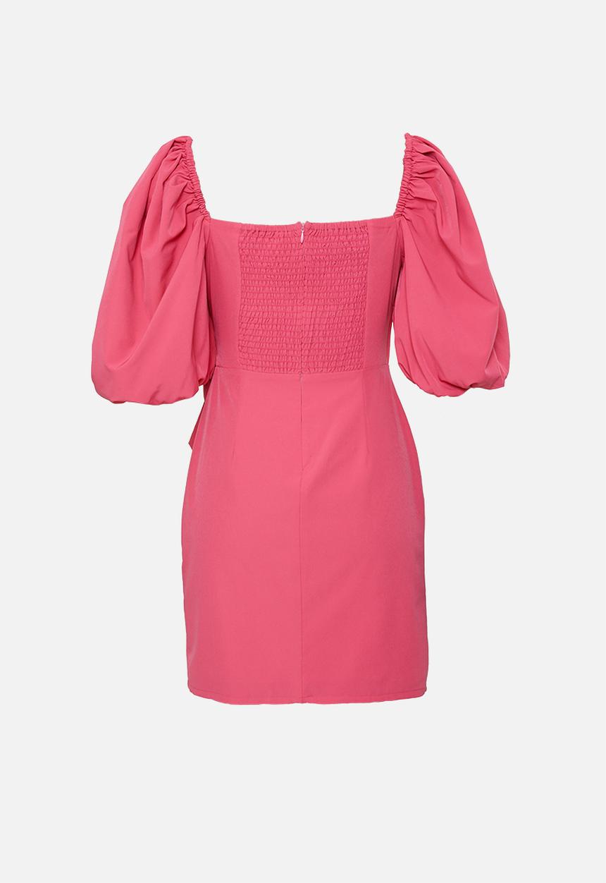 Glamorous - Petite mini wrap dress with volume puff sleeve - pink