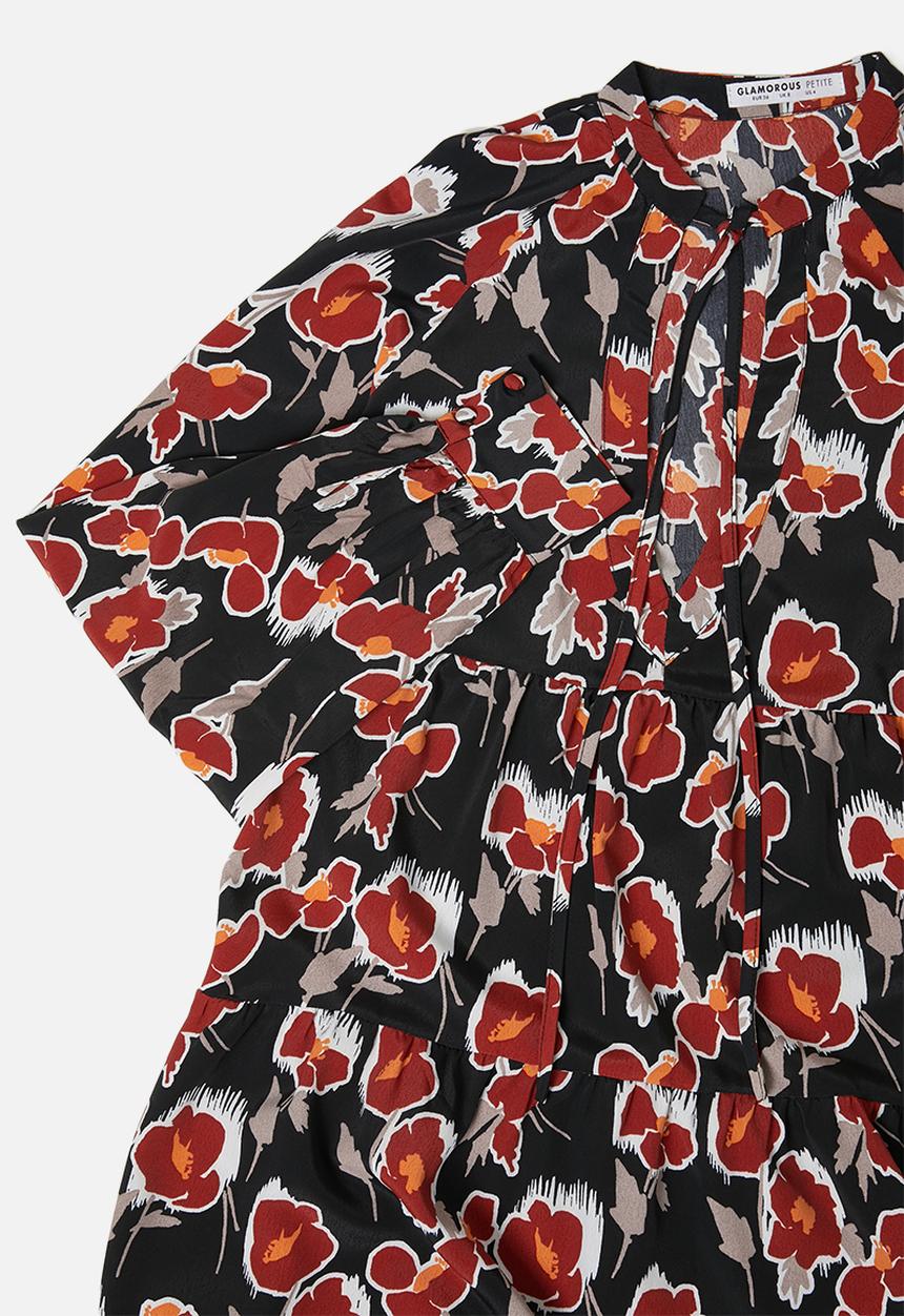 Glamorous - Petite floral tunic - black & rust