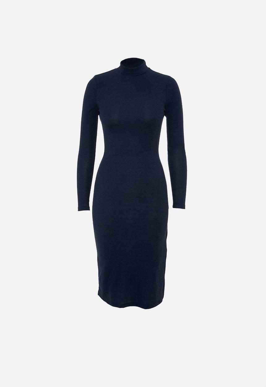 Glamorous - Petite bodycon turtle neck midi with slit - navy
