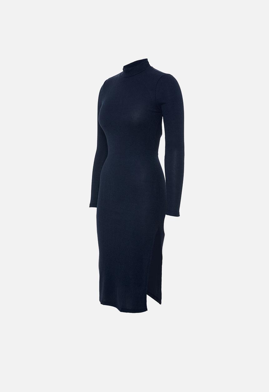 Glamorous - Petite bodycon turtle neck midi with slit - navy