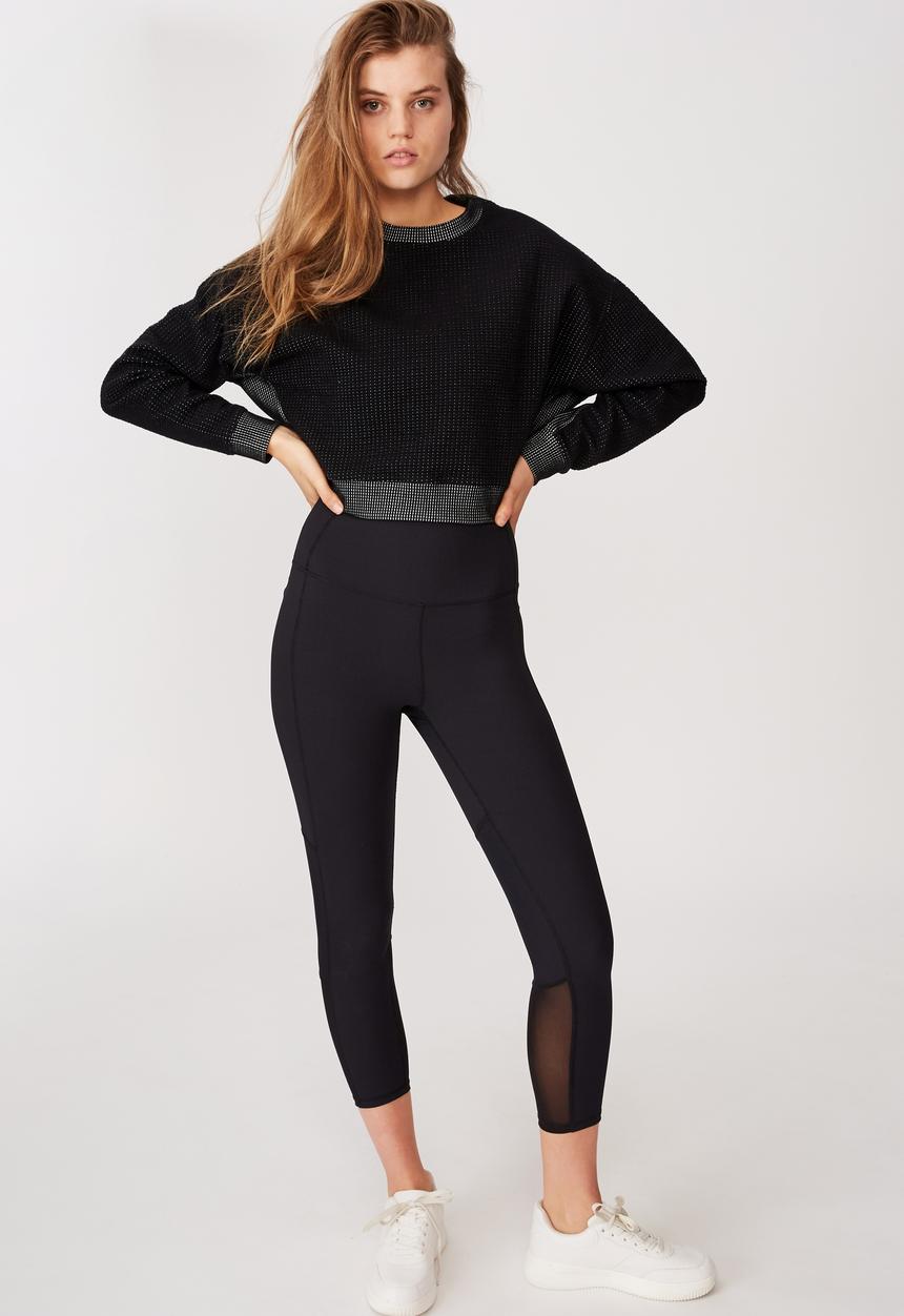 Cotton On - Jacquard fleece top - black