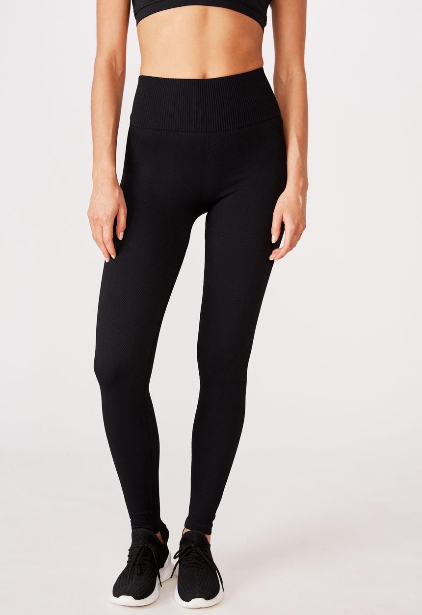 Cotton On - Lifestyle rib seamless tight - black