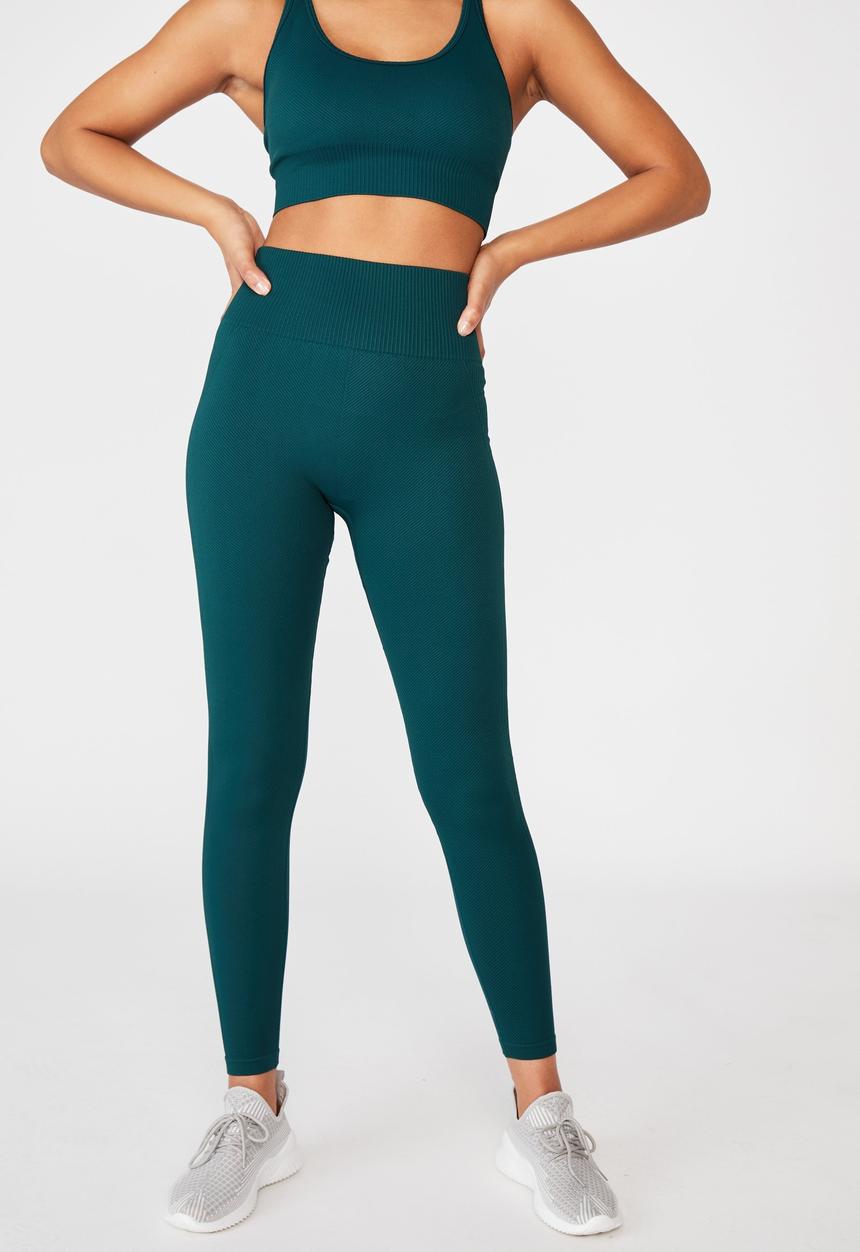 Cotton On - Lifestyle rib seamless tight - green