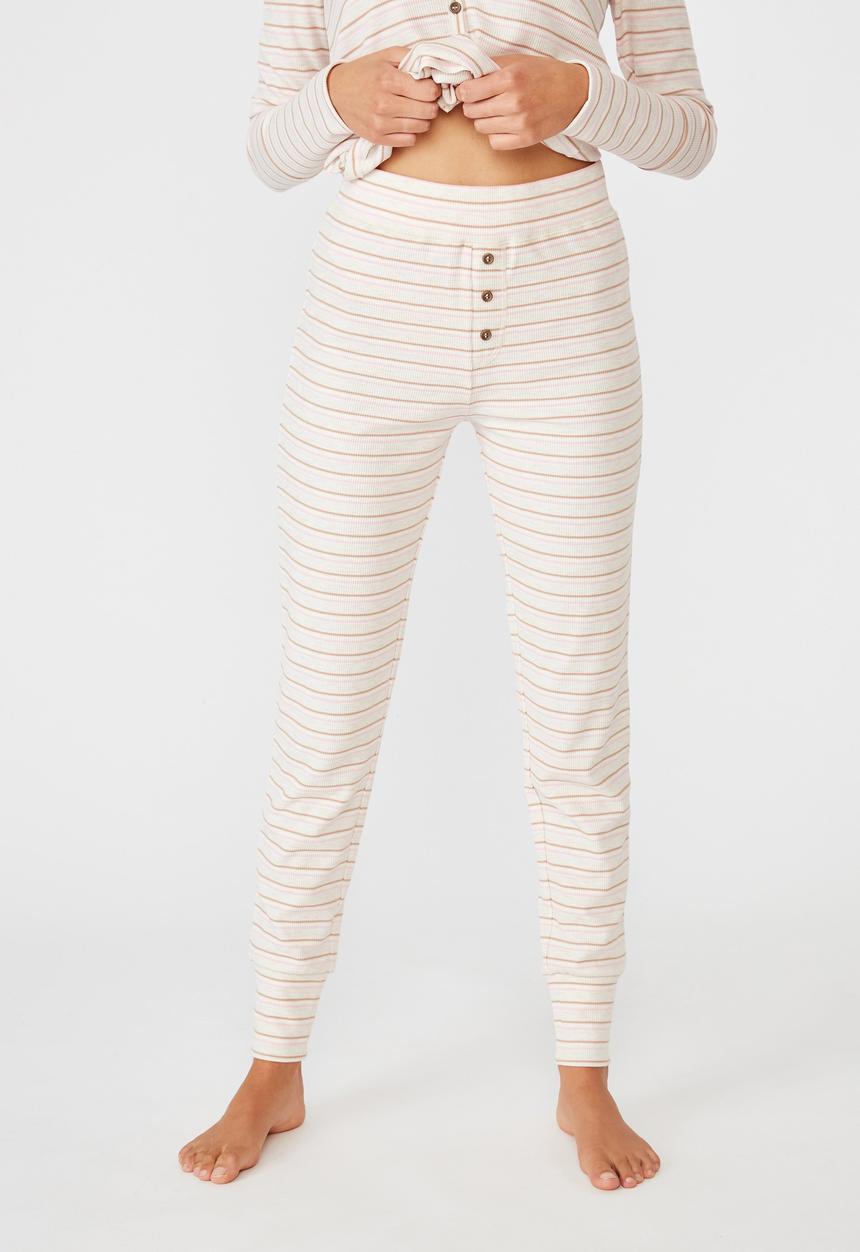 Cotton On - Waffle long john - pink pop retro stripe