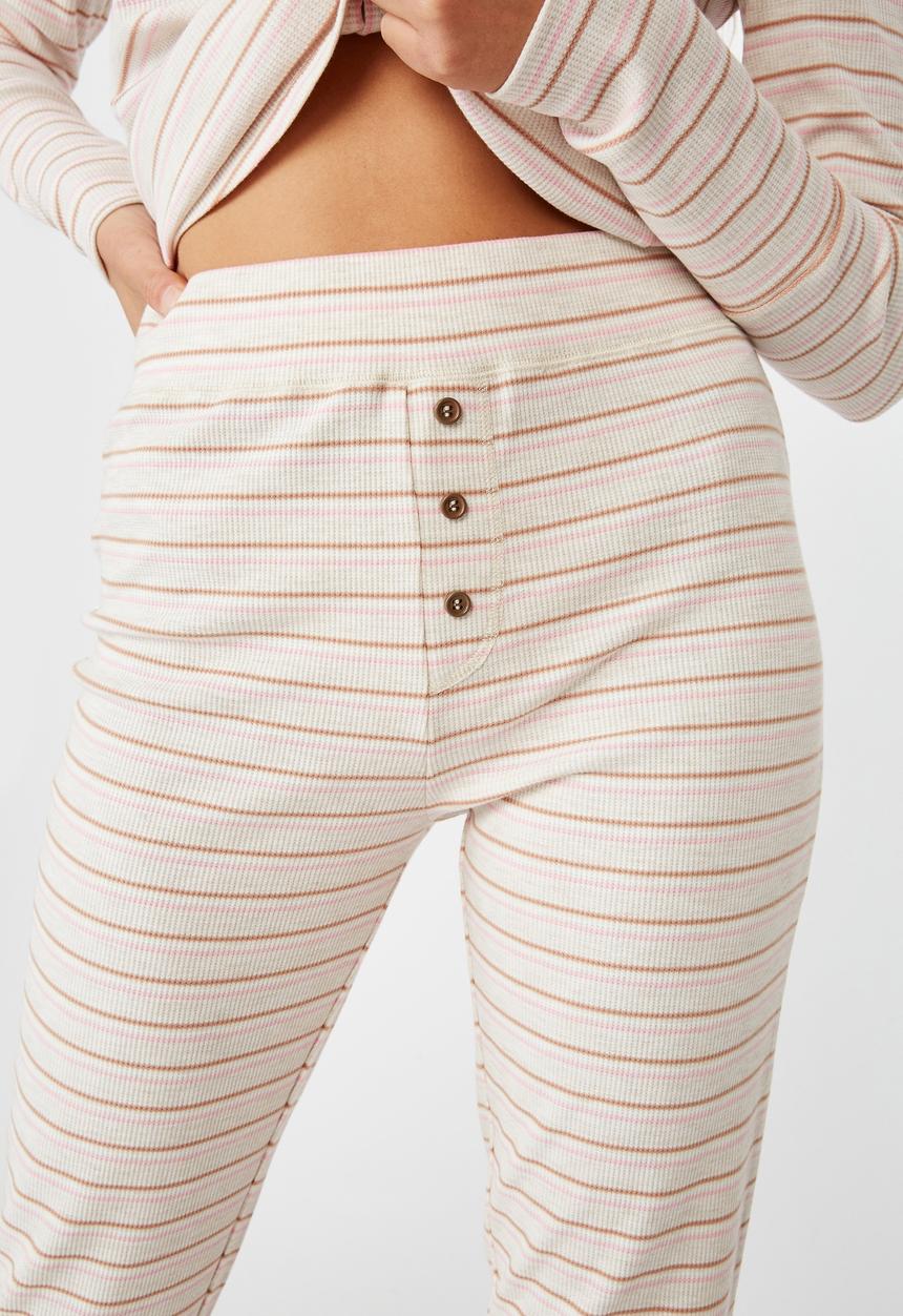 Cotton On - Waffle long john - pink pop retro stripe