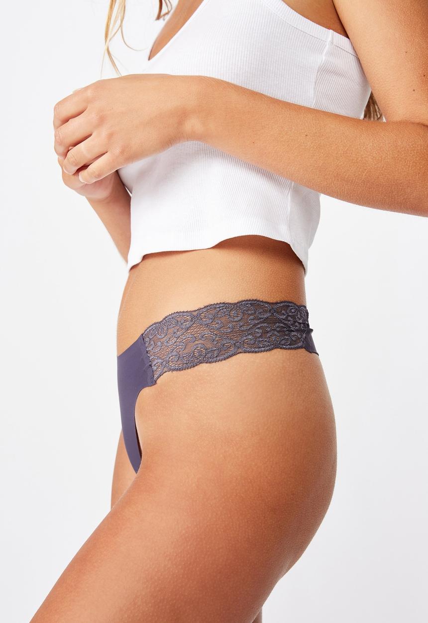 Cotton On - Party pants seamless g-string brief - greystone blue