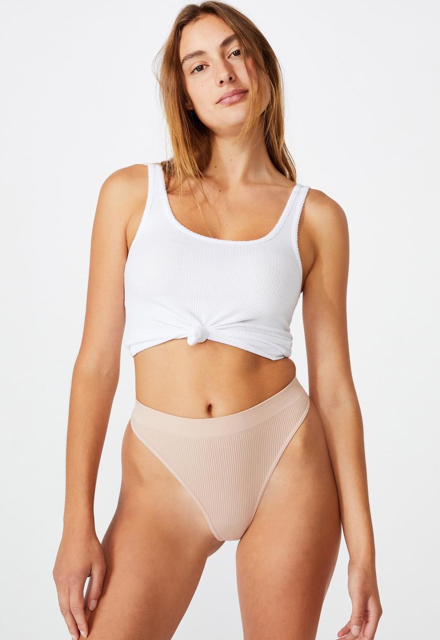 Cotton On - Seamfree high cut g-string brief - beige 