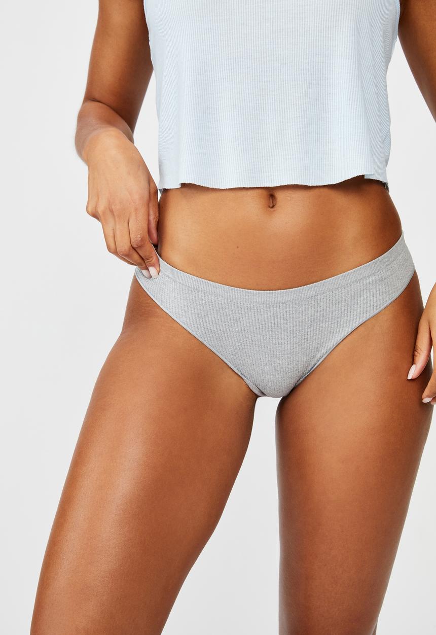 Cotton On - Seamfree rib brasiliano brief -lt grey marle