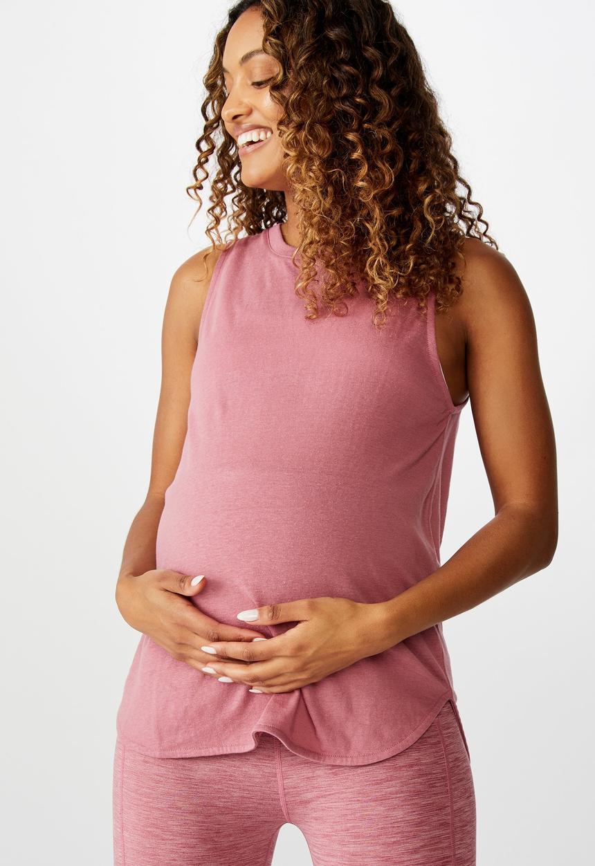 Cotton On - Maternity active curve hem tank top - washed rose