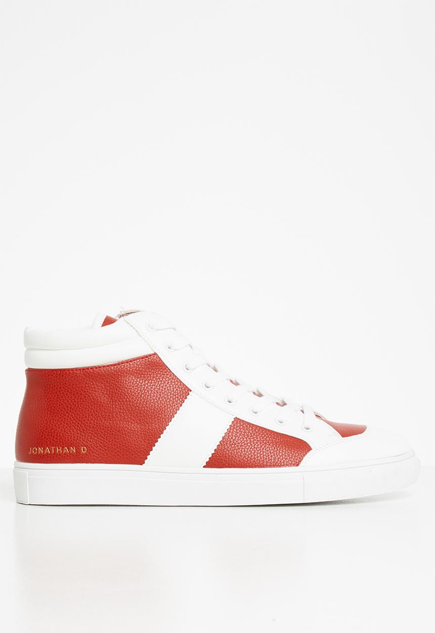 Jonathan D - J35 high top sneaker - red & white