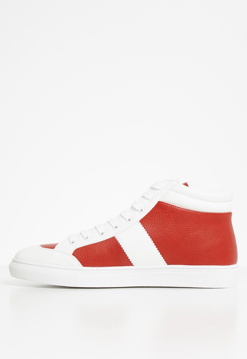 Jonathan D - J35 high top sneaker - red & white