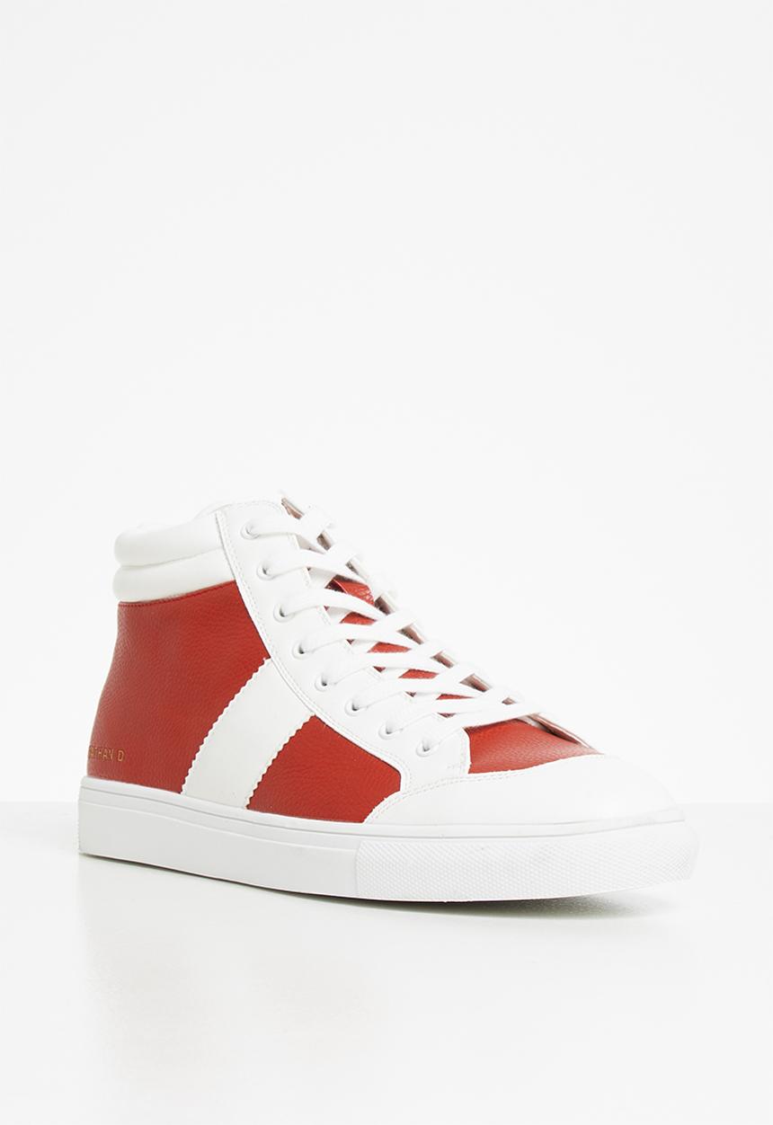 Jonathan D - J35 high top sneaker - red & white