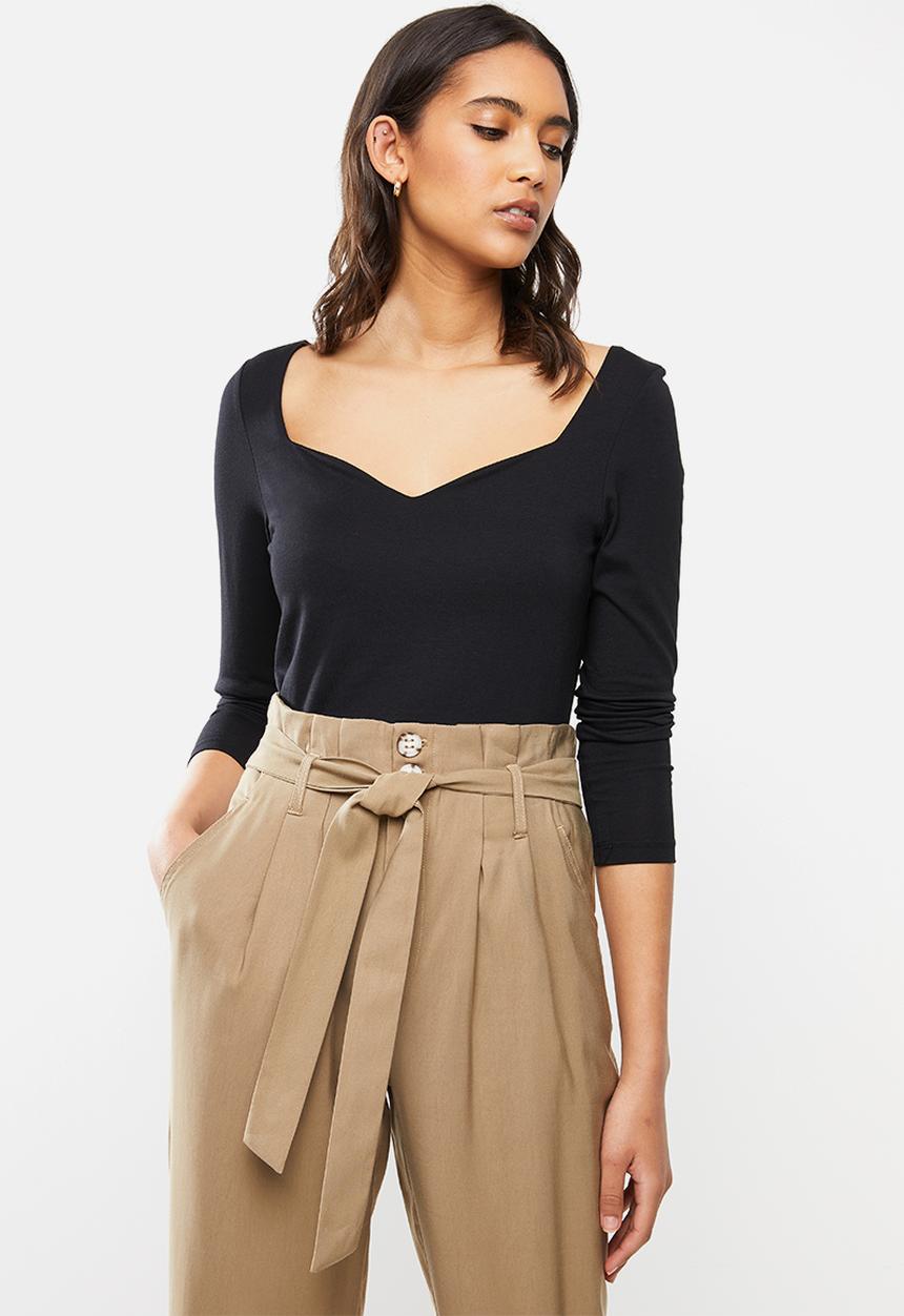 Vero Moda - Panda sweetheart 7/8 top - black