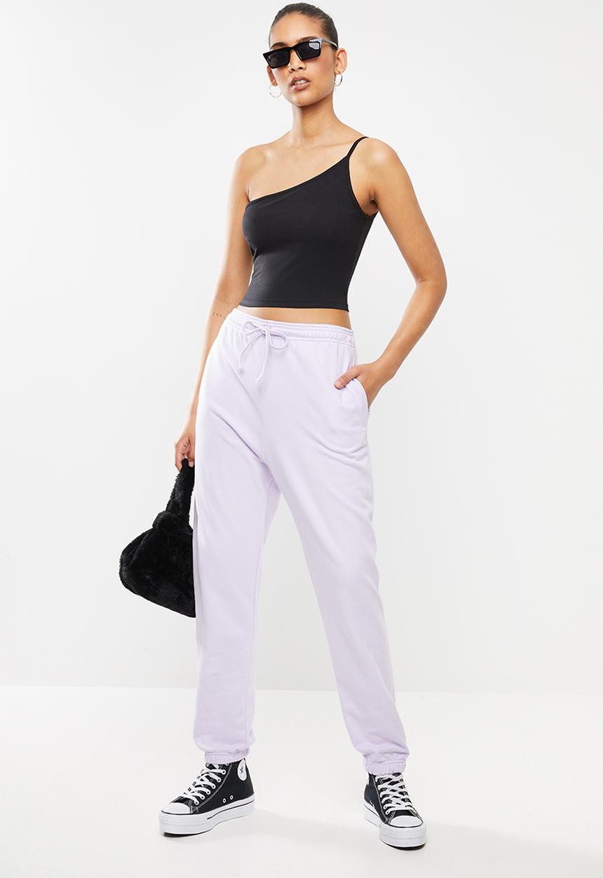 Blake - Sueded single jersey asymetric crop top - black