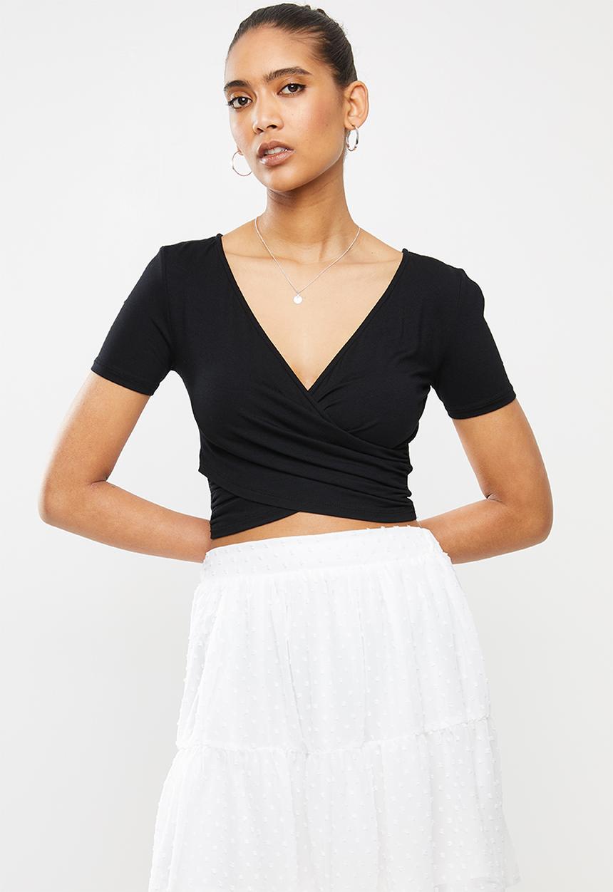 Blake - Short sleeve crop top - black