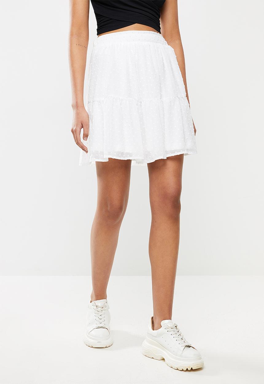 Blake - Chiffon tiered mini skirt - ivory