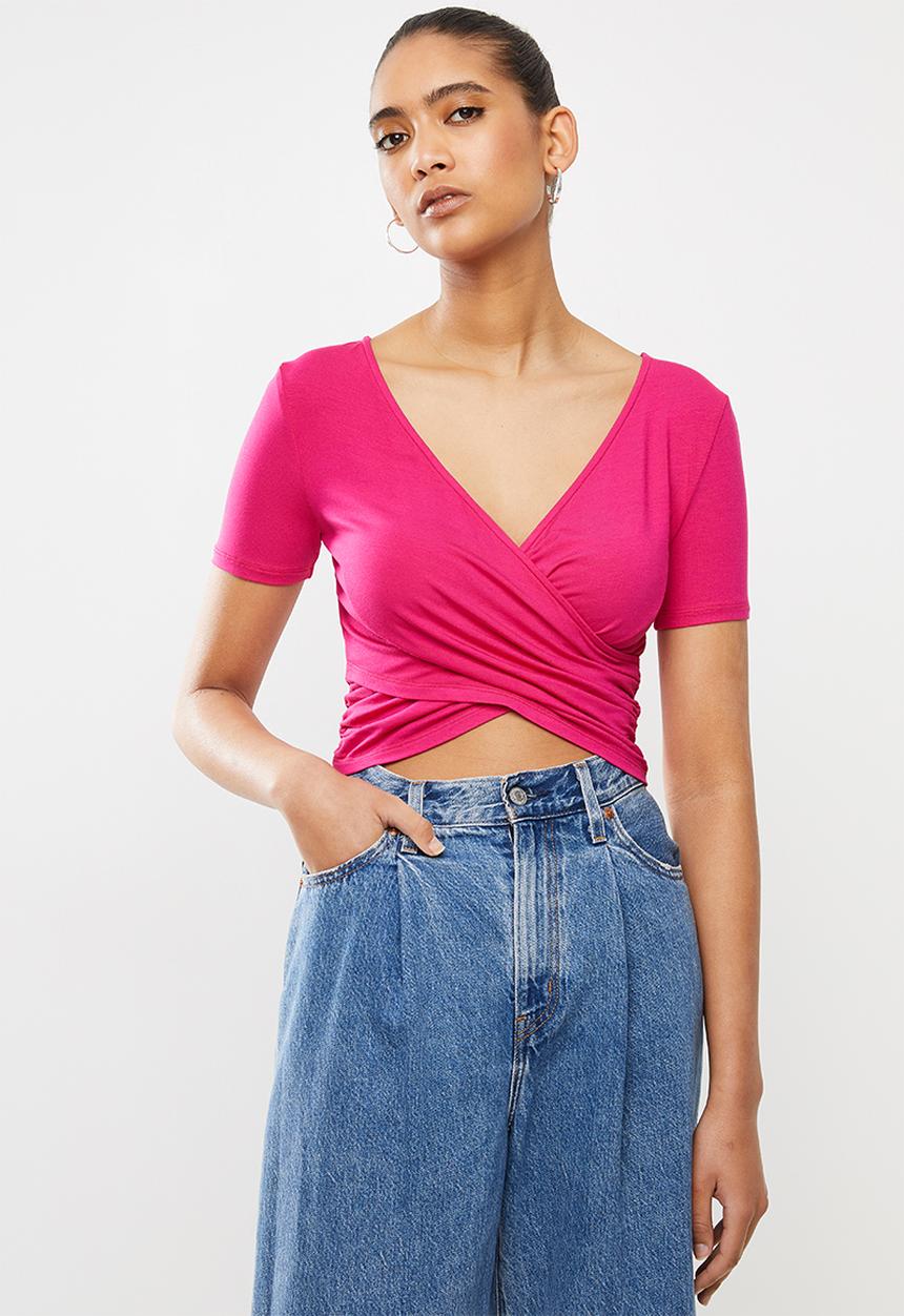 Blake - Short sleeve crop top - pink