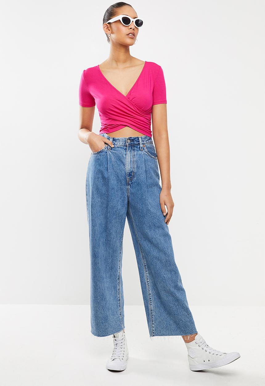 Blake - Short sleeve crop top - pink