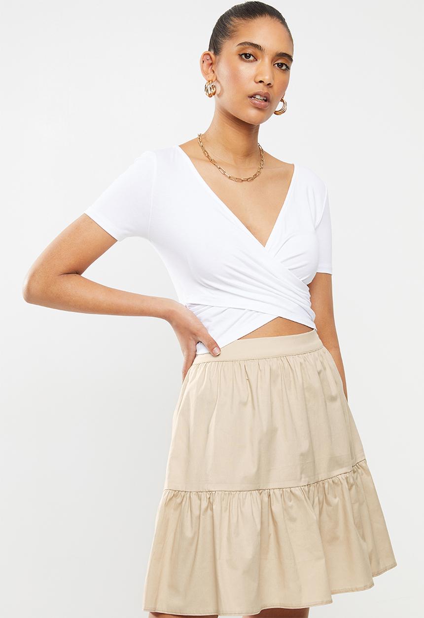 Blake - Short sleeve crop top - white