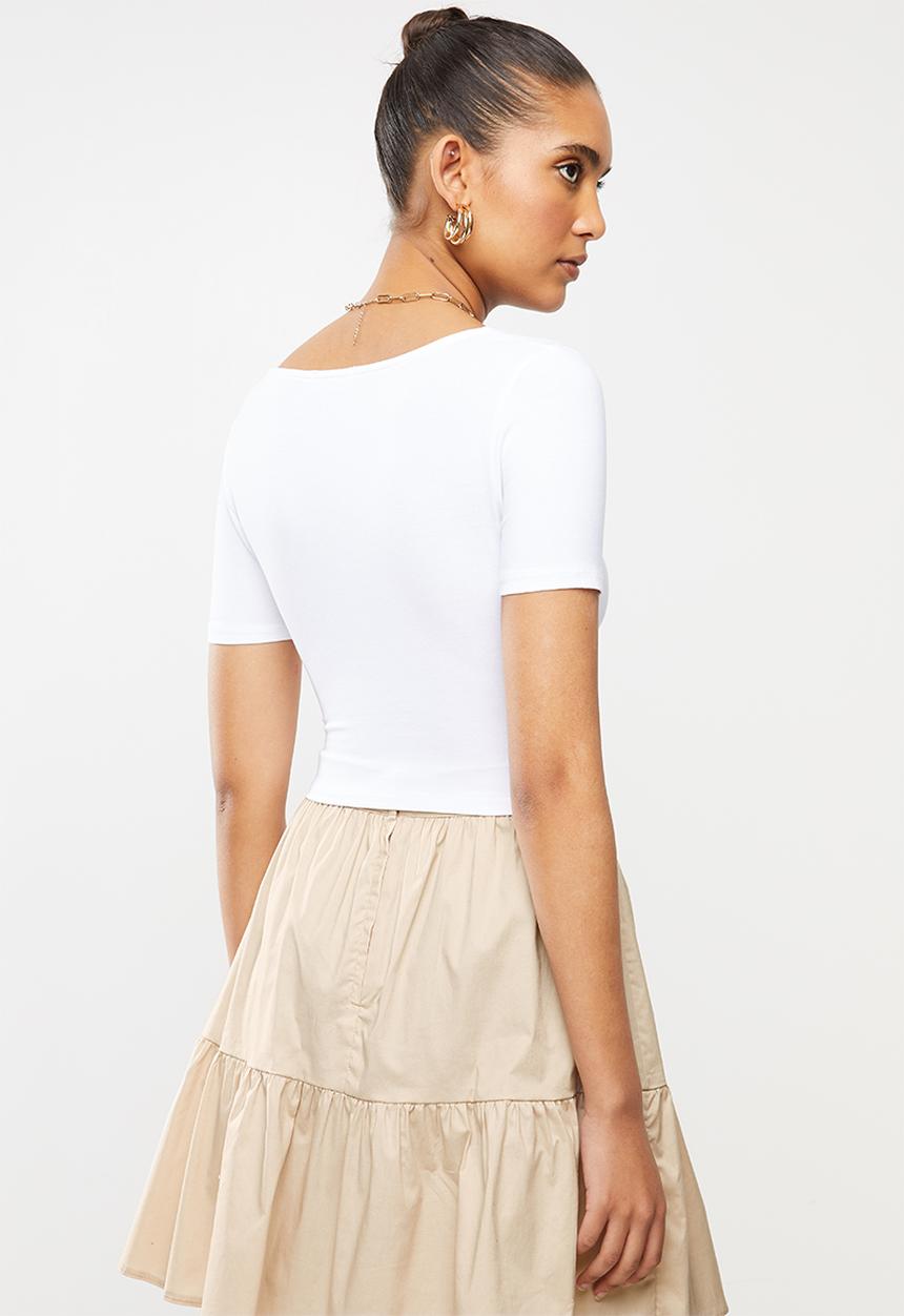Blake - Short sleeve crop top - white