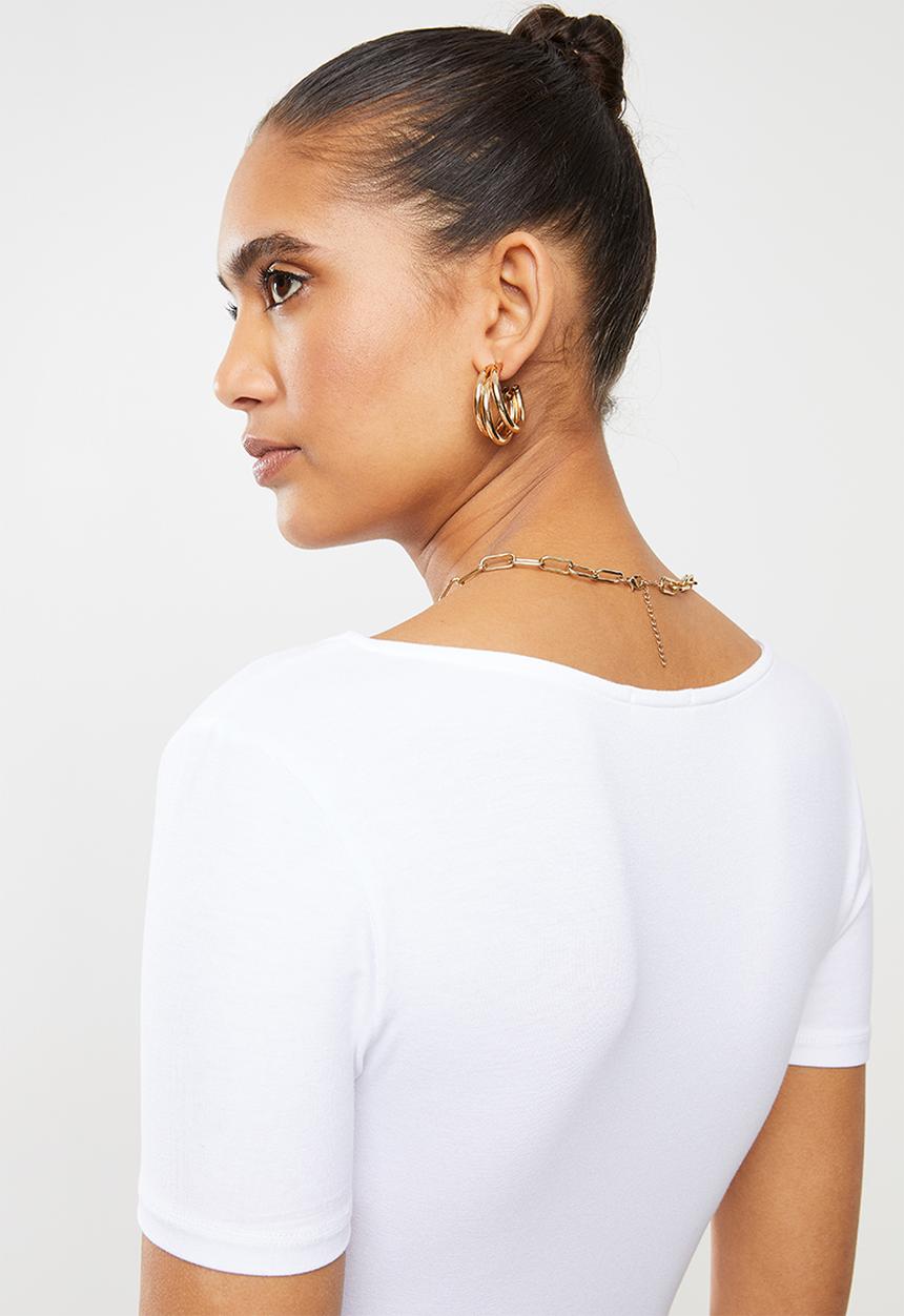 Blake - Short sleeve crop top - white