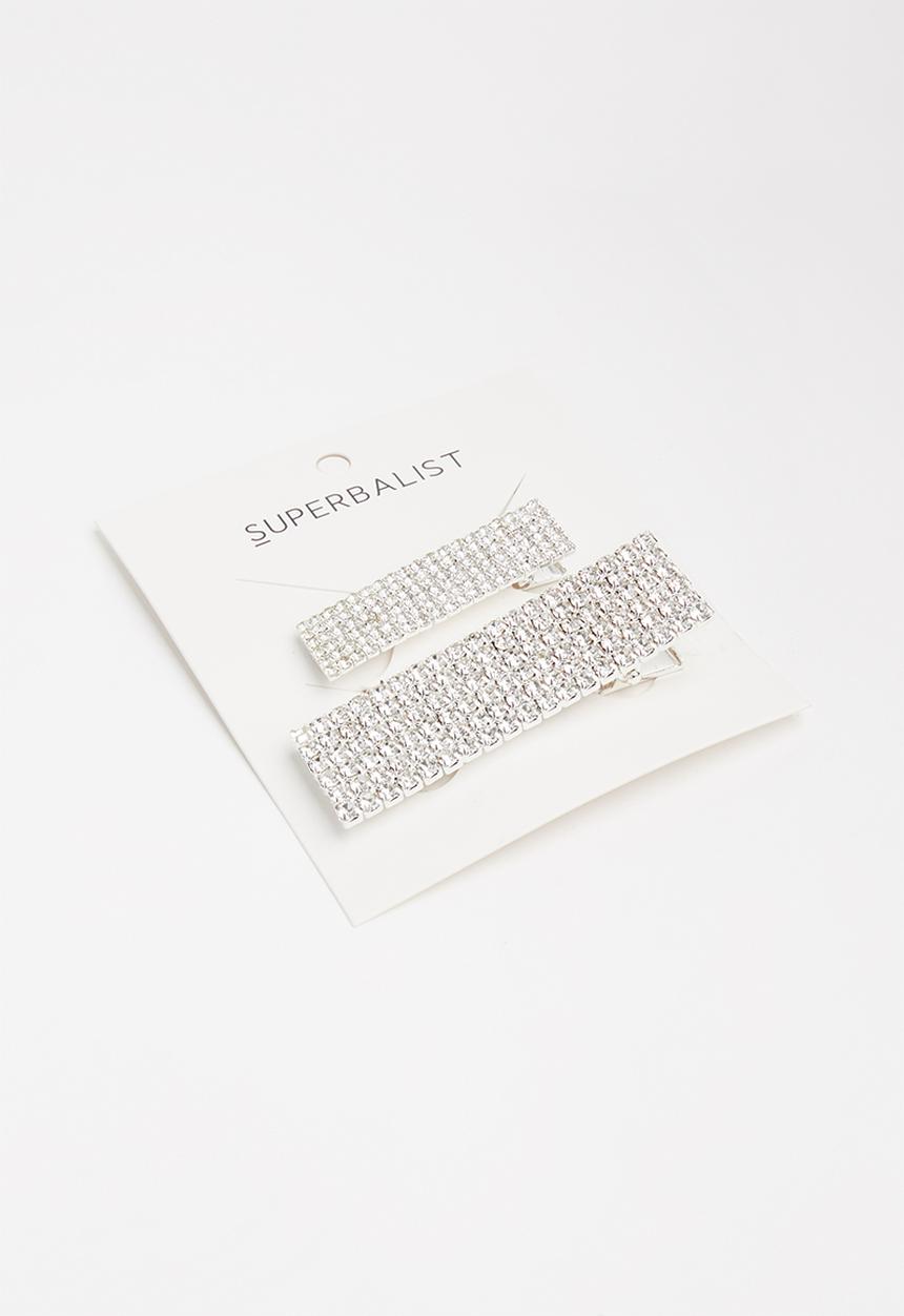 Superbalist - 2 Pack diamante hair slides - silver