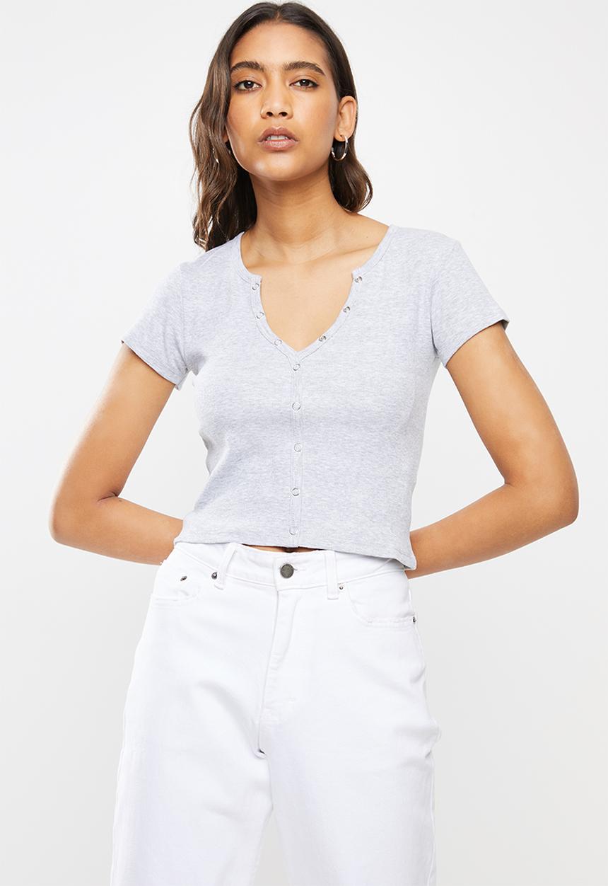Factorie - Snap thru rib henley - grey 