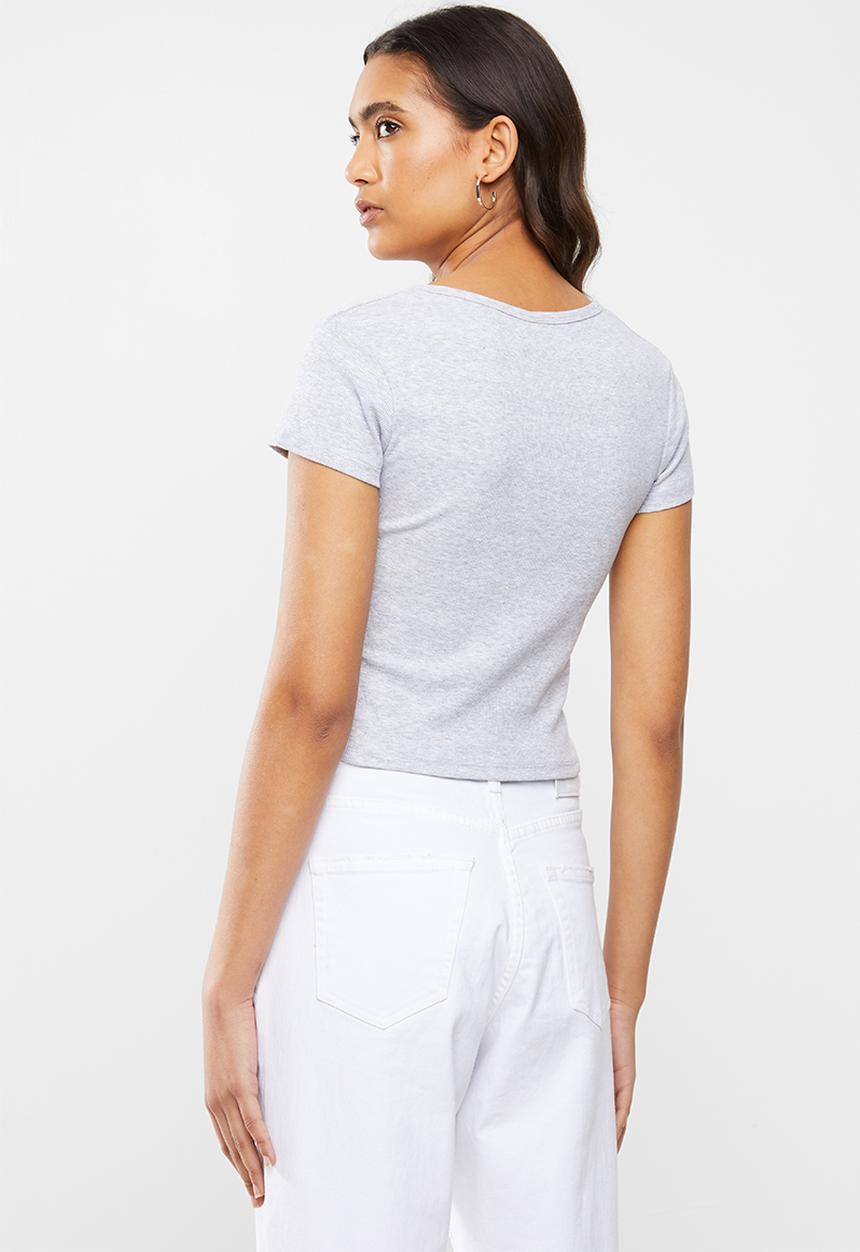 Factorie - Snap thru rib henley - grey 