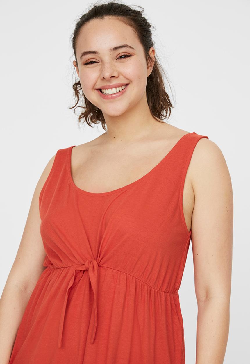 Vero Moda - Boll plus below knee dress - red