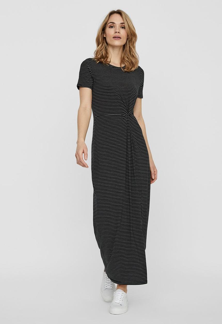 Vero Moda - Ava lulu short sleeve ankle dress - black & white