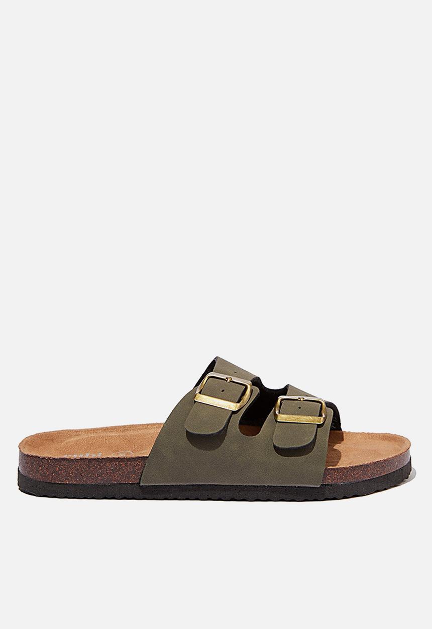 Cotton On - Rex double buckle slide - khaki 