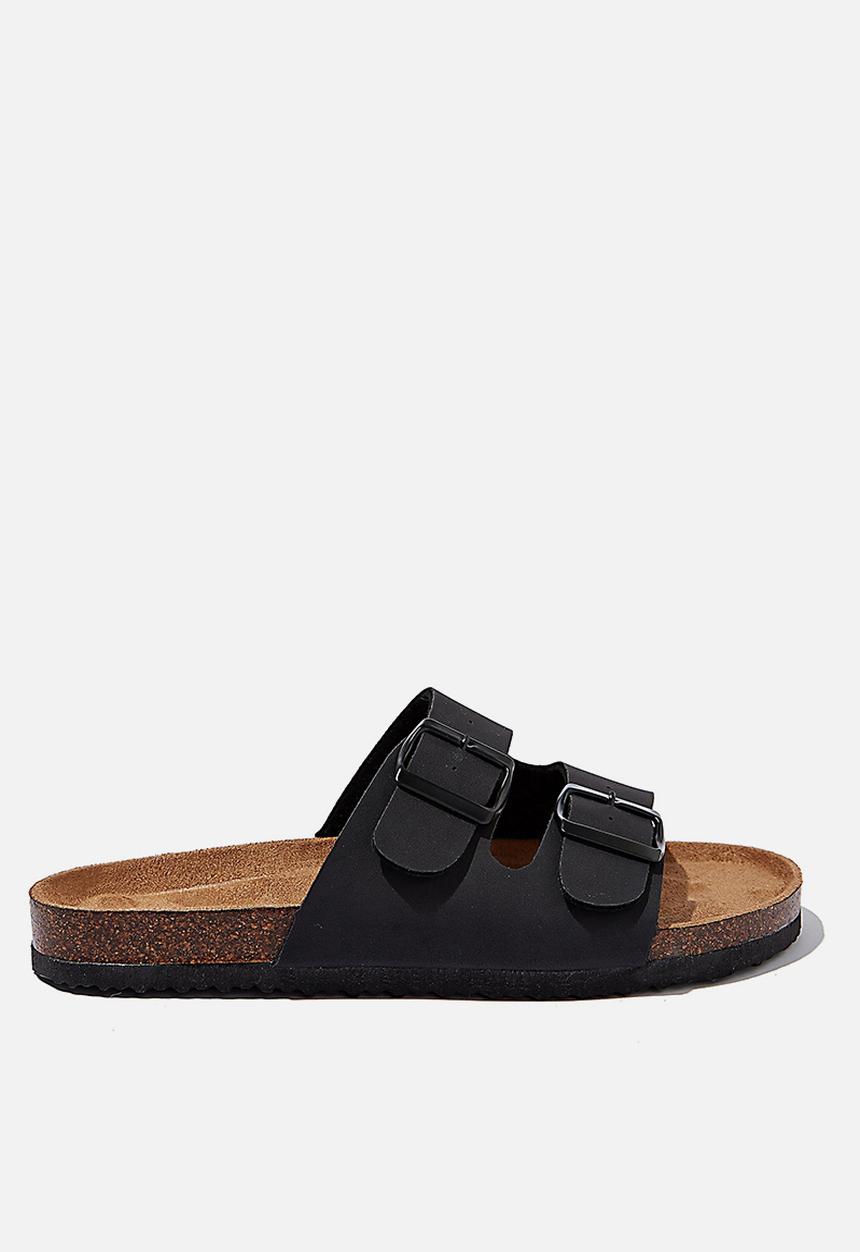 Cotton On - Rex double buckle slide - black 