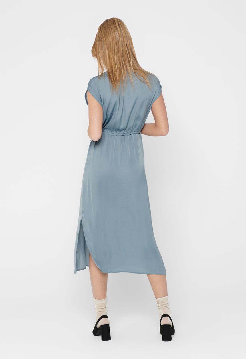 Jacqueline de Yong - Sheela short sleeve long shirt dress - blue