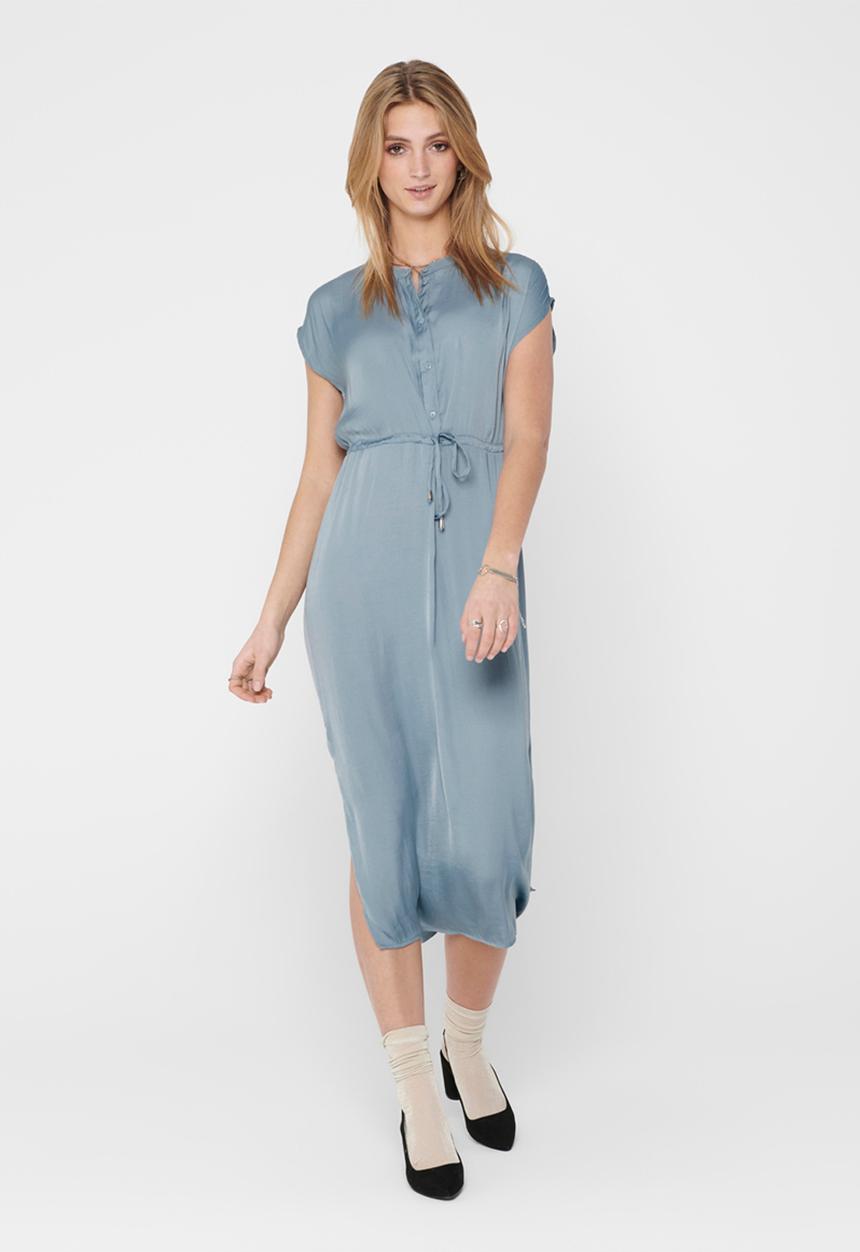 Jacqueline de Yong - Sheela short sleeve long shirt dress - blue