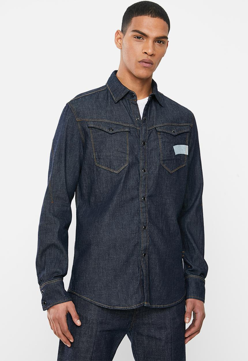 G-STAR - Arc 3d-aw slim long sleeve shirt - rinsed blue
