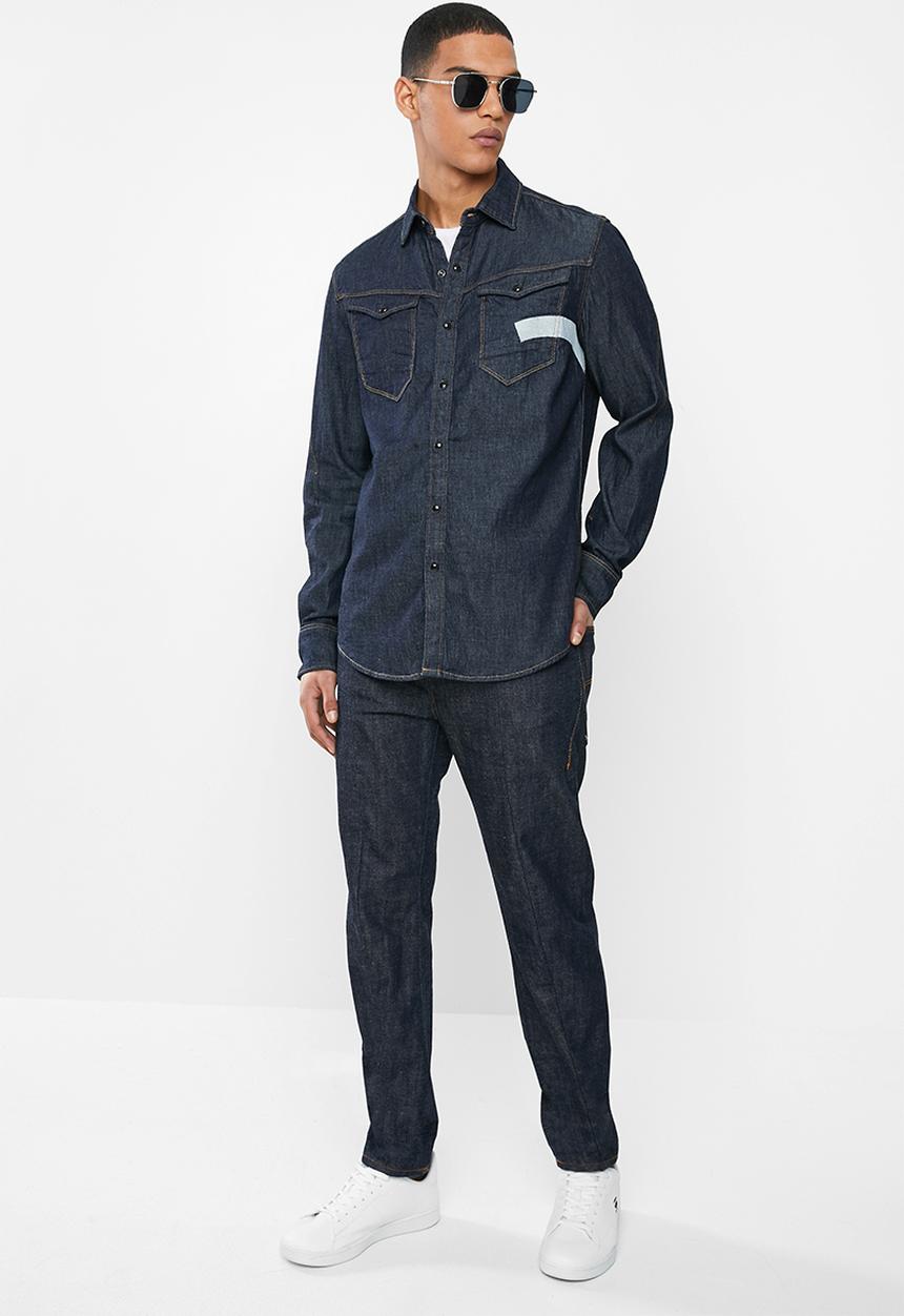 G-STAR - Arc 3d-aw slim long sleeve shirt - rinsed blue