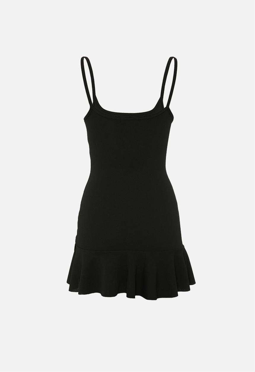Missguided - Petite frill hem strappy bodycon dress - black