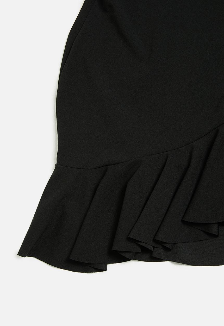 Missguided - Petite frill hem strappy bodycon dress - black