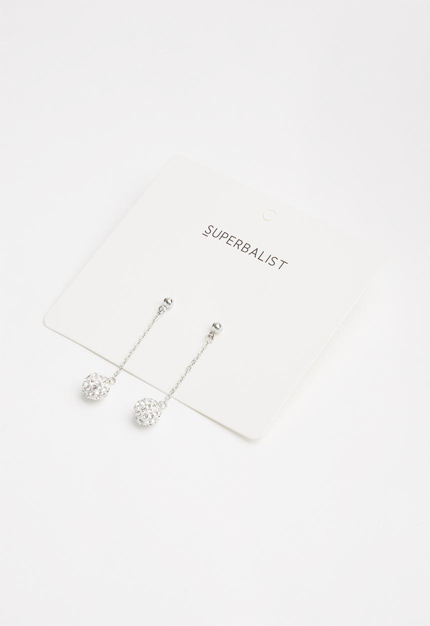 Superbalist - Diamante drop earrings - silver