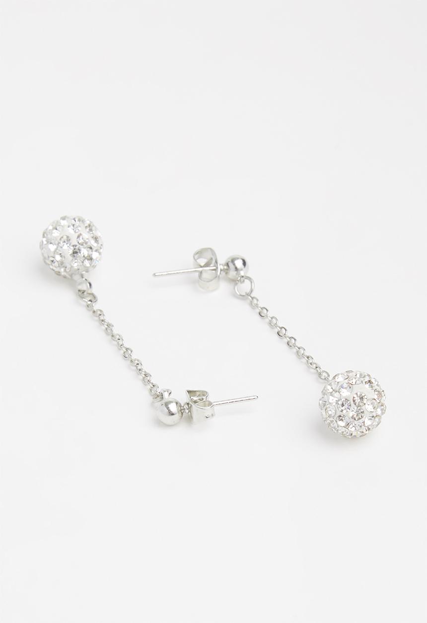 Superbalist - Diamante drop earrings - silver