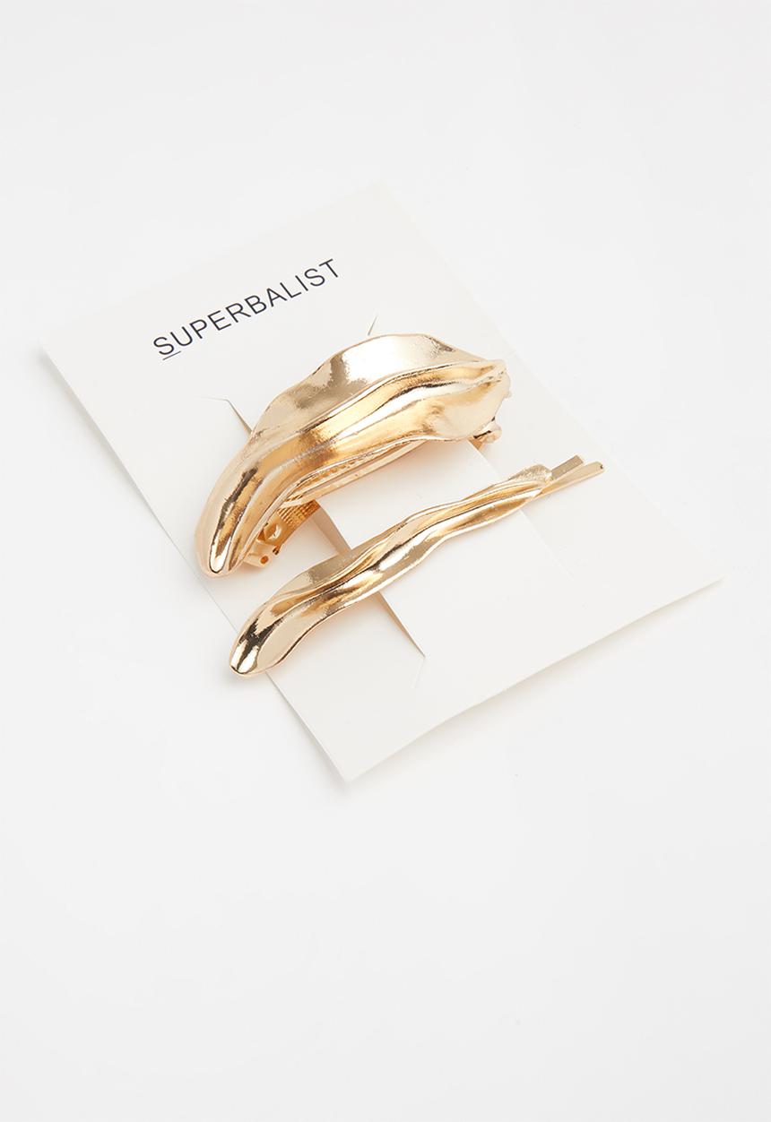 Superbalist - Leaf hair slide set - gold