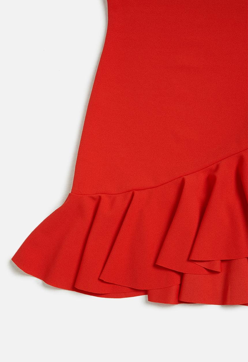 Missguided - Petite frill hem strappy bodycon dress - red