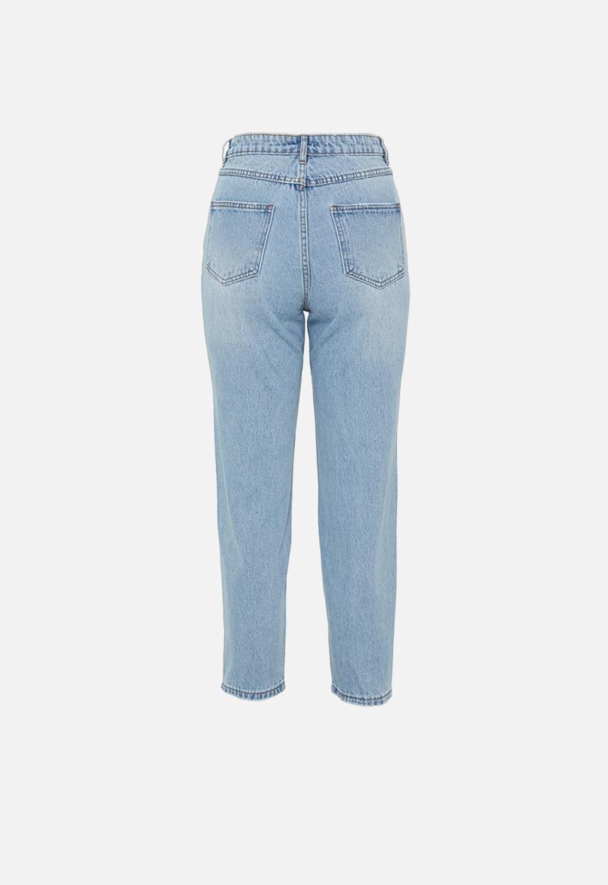 Missguided - Petite riot high waisted mom jeans light - blue