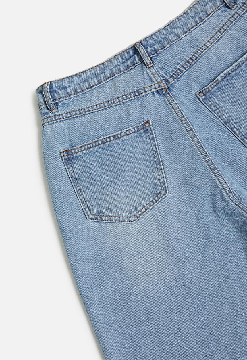 Missguided - Petite riot high waisted mom jeans light - blue