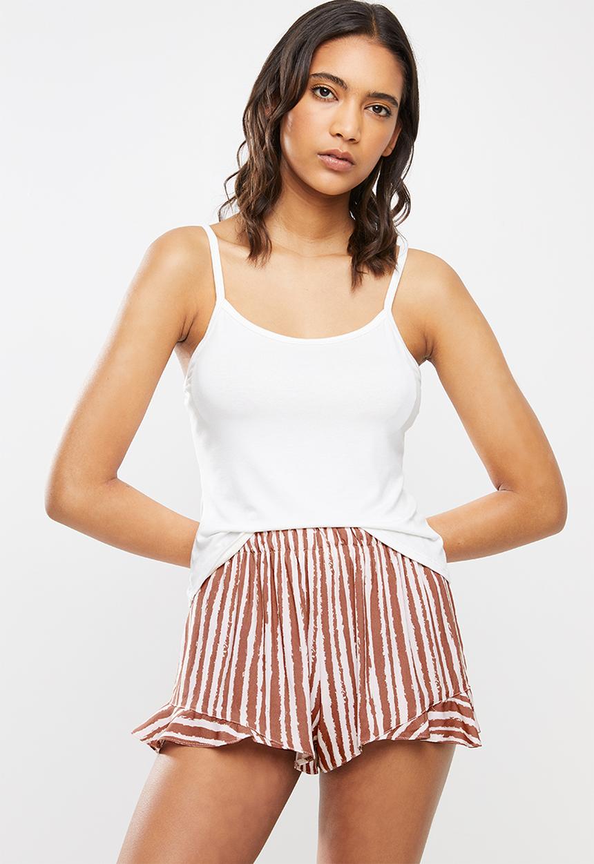 Superbalist - Sleep cami & shorts set - white & rust